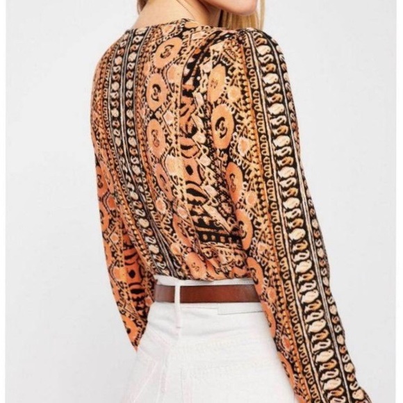 Free People Boho Paisley Crop Top Blouse - Picture 3 of 16